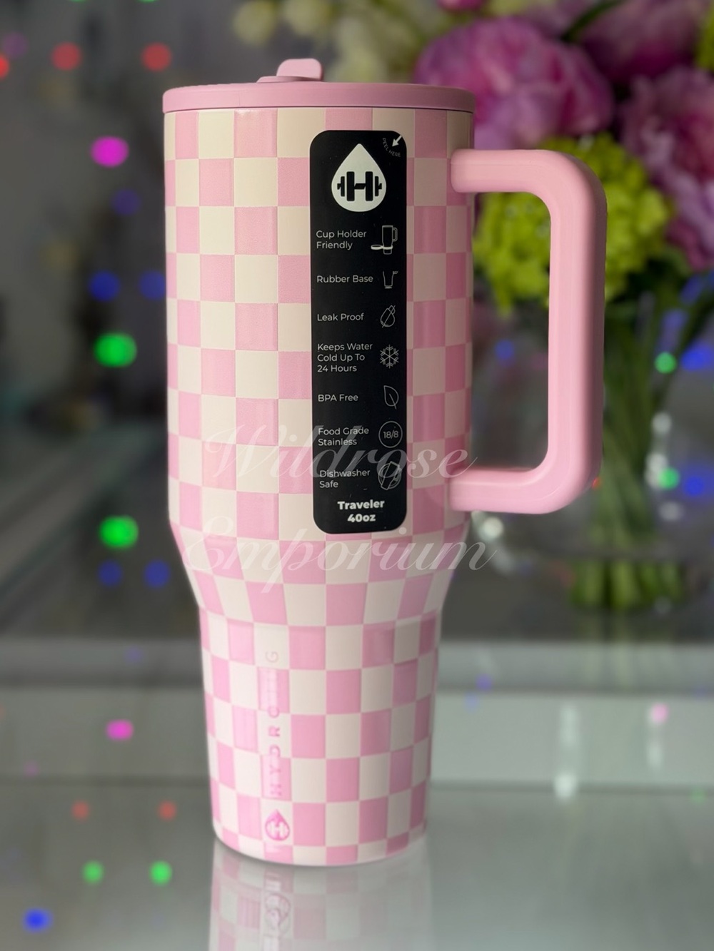 HydroJug 40oz Traveler pink checkers NEW